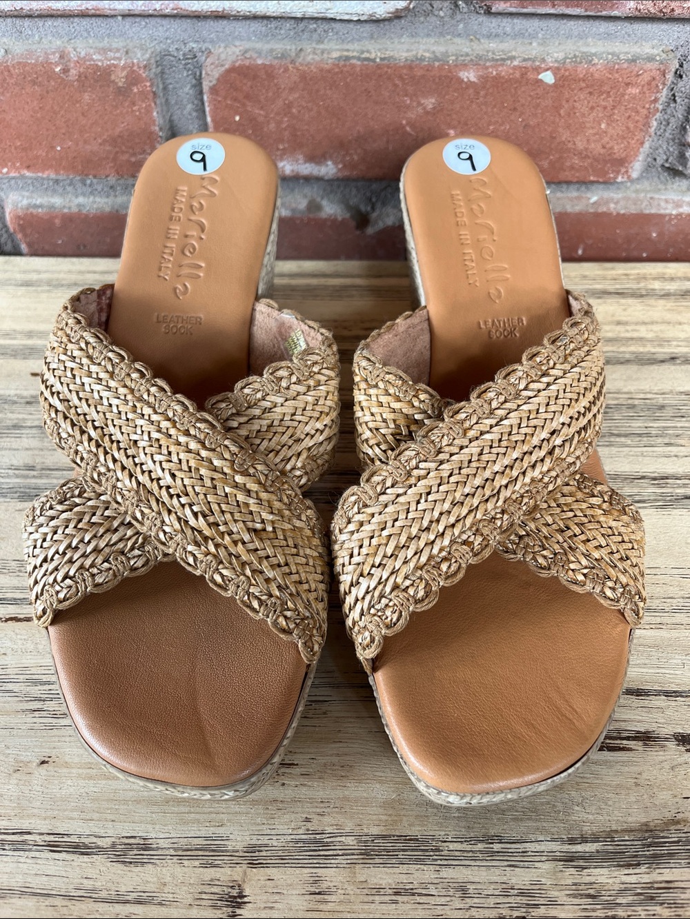 Marolla Braided Cross-Strap Slide Mules - Tan 🆕 without 📦